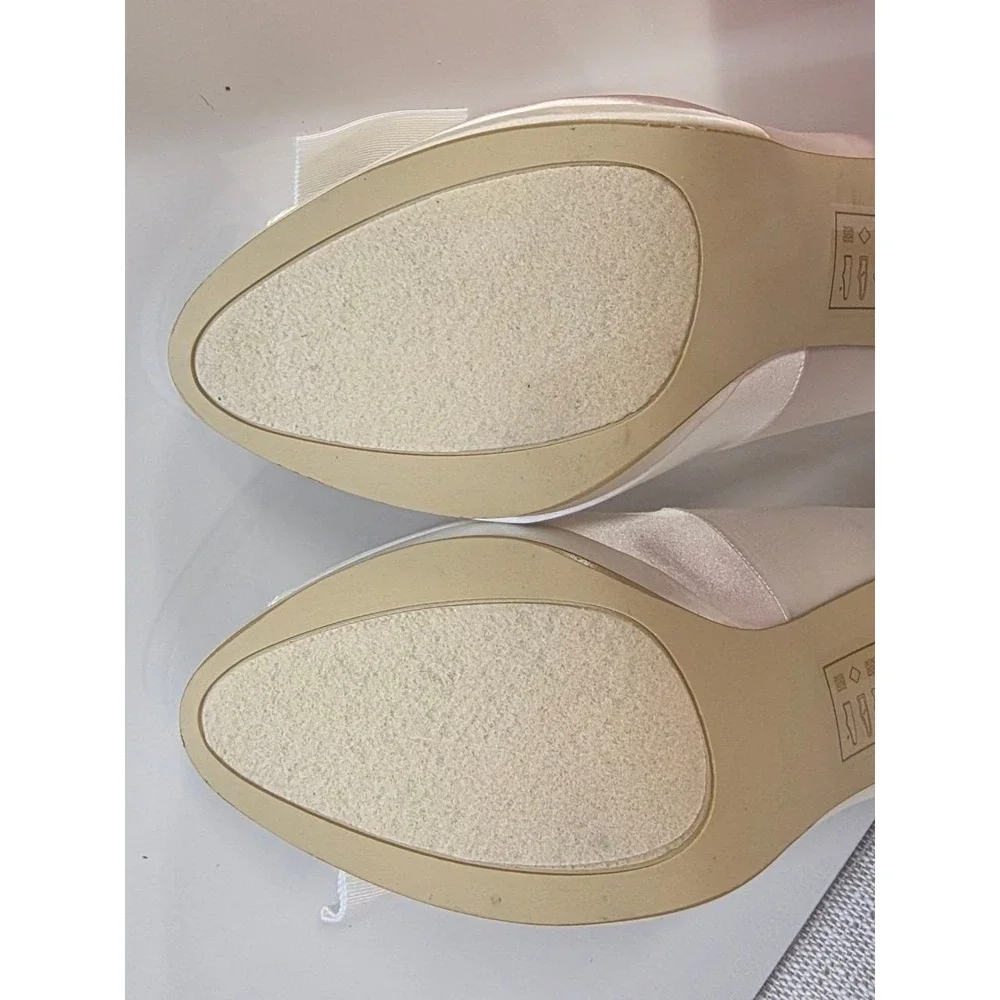 ShoeDazzle Dazzle Ever After Ivory Satin Rhinestone Peep Toe Pumps 9 052/019